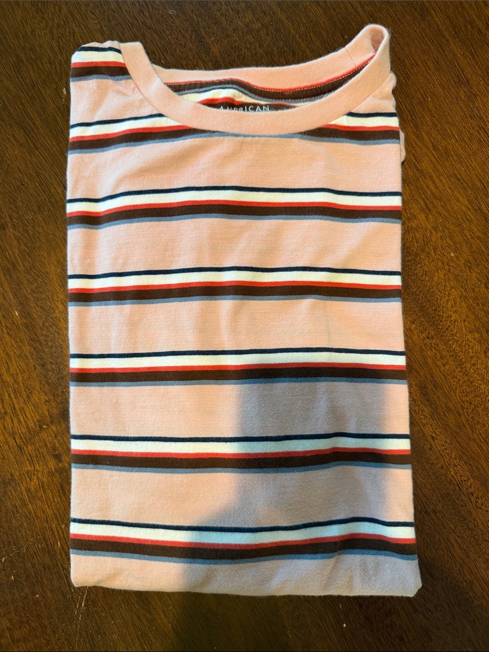 American Eagle Outfitters Peach Striped Kids Short Sleeve Tee